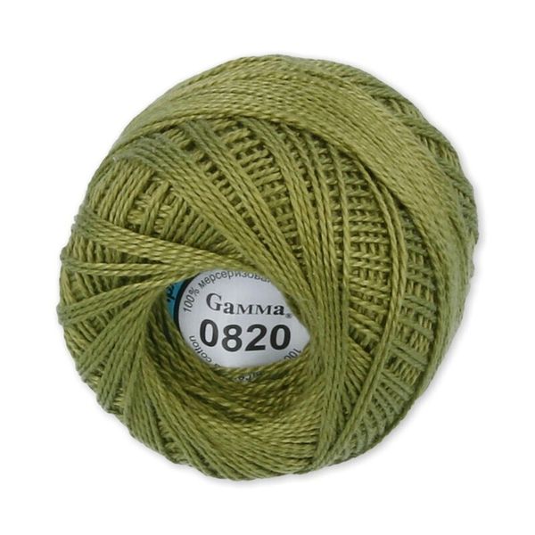Пряжа нитки Ирис / уп.10 мот. по 10г, 82м, 0820 хаки, Gamma