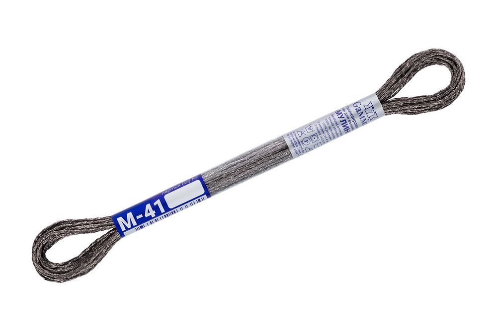 Мулине Gamma полиэстер 100%, цв.М-41 серый, 12 мотков по 6 метров