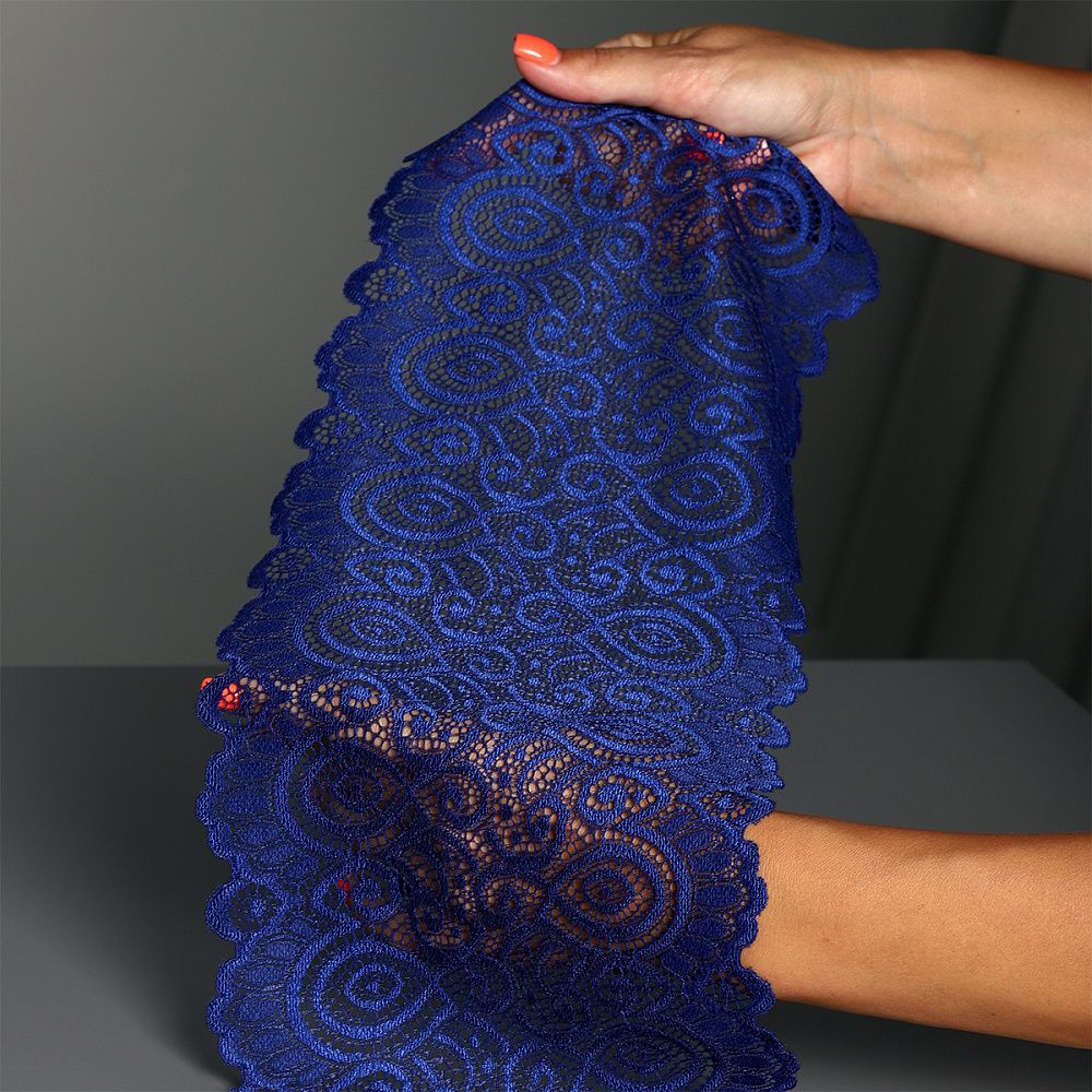 Кружево бельевое эластичное 180 мм / 3 м, TBY.L1351, цв.L1832 синий, Kruzhevo