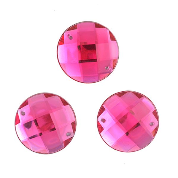 Стразы пришивные акриловые 20 мм круг цв.08 малиновый, уп.3х10 шт