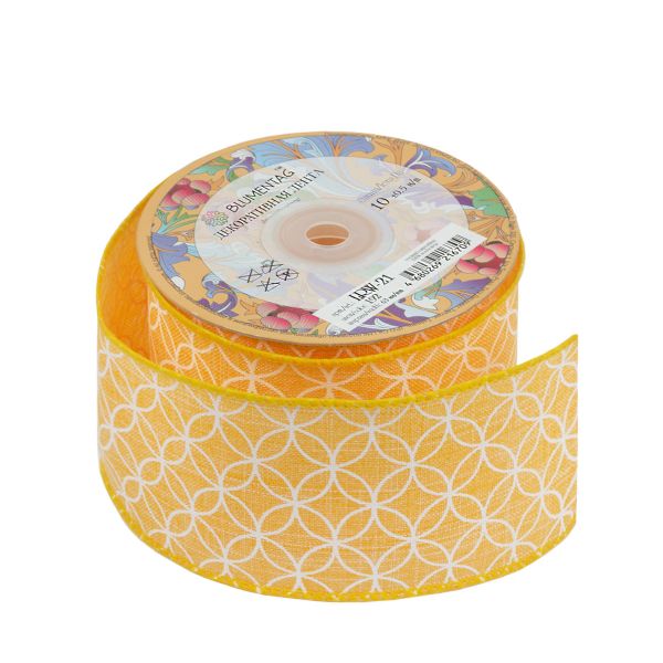 Лента декоративная 63 мм / 10±1 метров, 192 желтый, Blumentag LRW-21