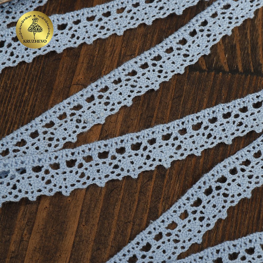 Кружево вязаное (тесьма) хлопковое 18мм арт.TR.1006 цв.голубой, уп.10м, Kruzhevo