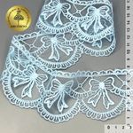 Кружево на сетке с матовой нитью с бантиками 60 мм, диз. 196, цв.голубой уп. 13.71 м, Kruzhevo