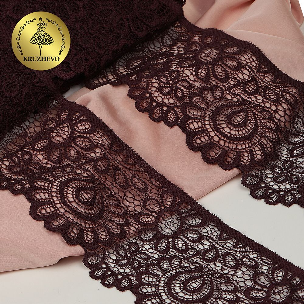 Кружево стрейч (эластичное) 90 мм / 3 метра, TBY.YSTL00839/N, цв.076 сливовое вино, Kruzhevo