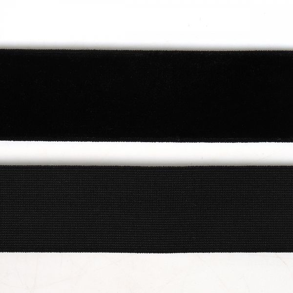 Лента бархатная (тесьма) эластичная 25.0 мм / 22.86±1 метров, арт.EL25VR03 нейлон цв.черный