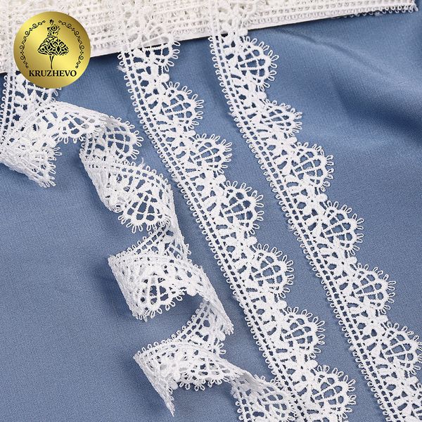 Кружево гипюр (плетёное) 25 мм, матовая нить TBY.0503, цв.белый уп.13.71м, Kruzhevo