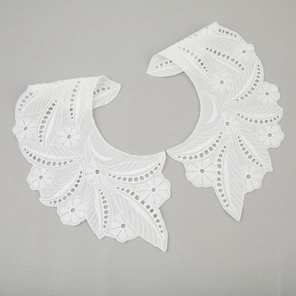 Пришивной кружевной воротник шитьё 120 мм, 5 пар Турция, натуральный, Gamma VYEM-28-01