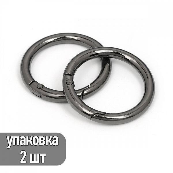 Карабин металл кольцо ⌀32.0 мм (42 мм), TBY.107917, цв.чер.никель, уп.2 шт