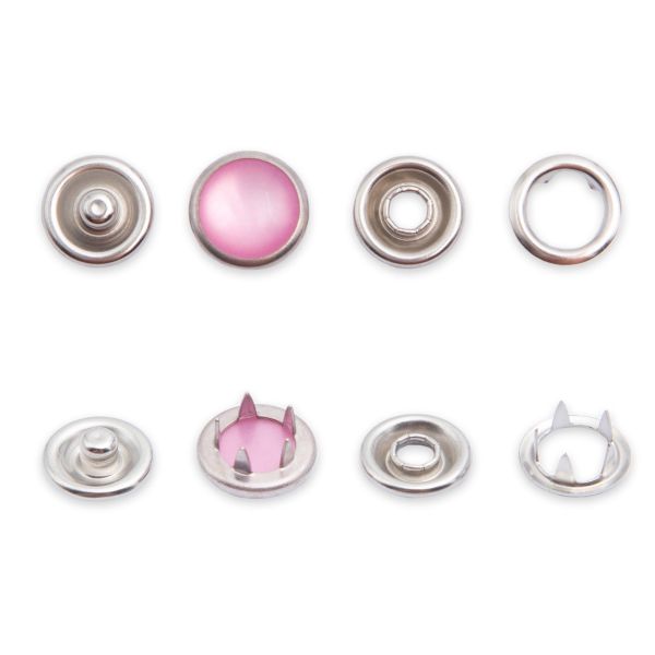 Кнопка рубашечная (джерси) жемчужинка ⌀9.5 мм, ≈72 шт, МЕТАЛЛ, акрил, 133 розовый/никель, NEW STAR