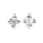 Подвеска для бижутерии цветок 12х10 мм, 10 шт (5х2 шт), 01 под серебро, Zlatka FMK-P06