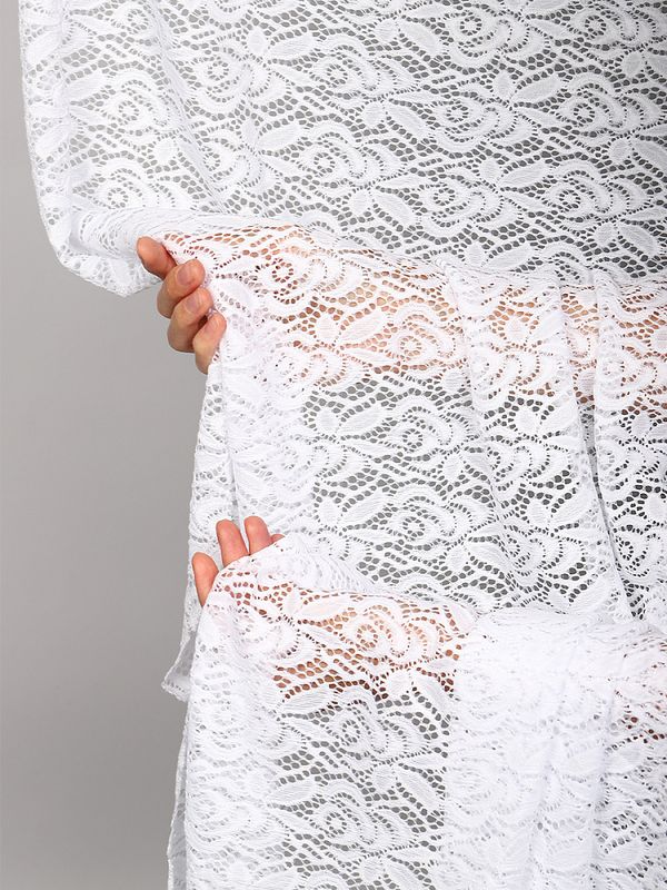 Ткань кружевная гипюр стрейч 160 г/м², ш.150см, арт.SZ031636 цв.белый, уп.25м