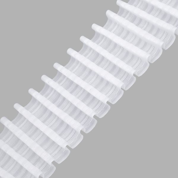 Лента (тесьма) шторная: сборка параллельная (1:2.5) 100 мм / 10 метров, (8 рядов петель, 3 шнура), белый, 1038