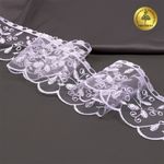 Кружево на сетке 65 мм, цв.01 белый, уп.13.7м, Kruzhevo