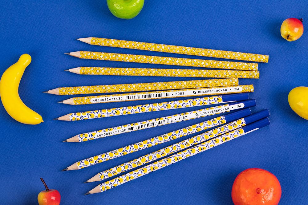 Карандаш чернографитный круглый заточенный ТМ (HB) 12 шт, 3052 Тропический фрукт, ВКФ PR-12Д