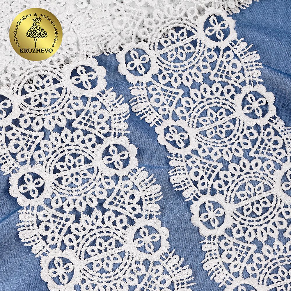 Кружево гипюр (плетёное) 85 мм / 4.5 метра, TBY.SUN.02, цв.белый