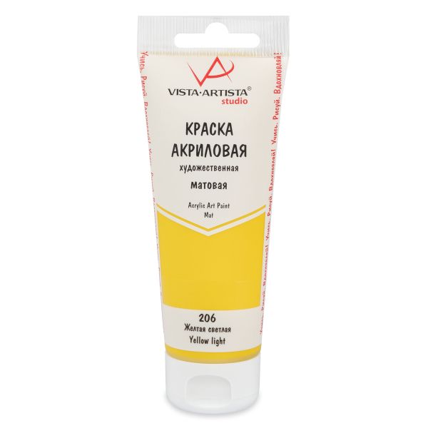 Краска акриловая матовая 75 мл, 206 Желтый светлый, Vista-Artista VAAM -75