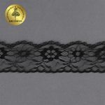 Кружево отделочное в стиле "трикотаж" 40 мм, диз. 281, цв.10 черный, уп. 27,4 м
