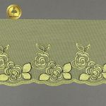 Кружево на сетке (вышитое) 135мм цв.желтый, левая, 6м, Kruzhevo