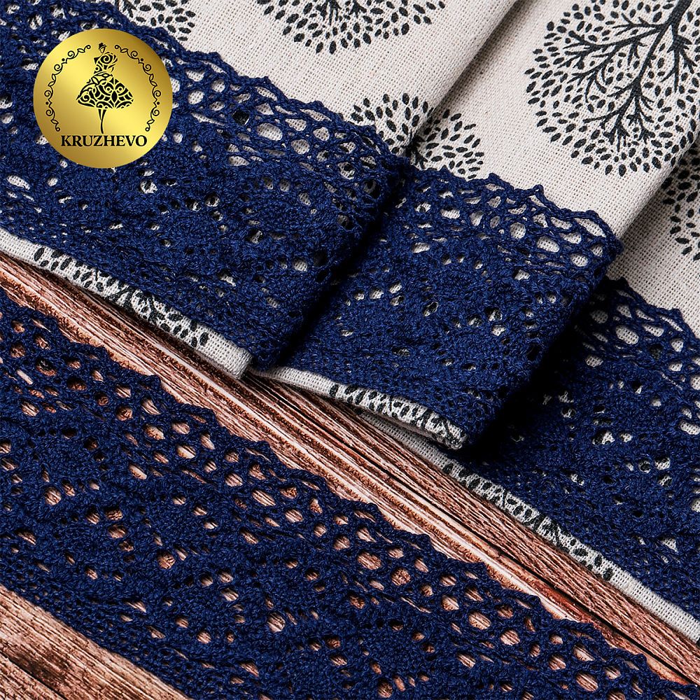 Кружево вязаное (тесьма) 50 мм / 10м, 6368 цв.29 т.синий, Kruzhevo