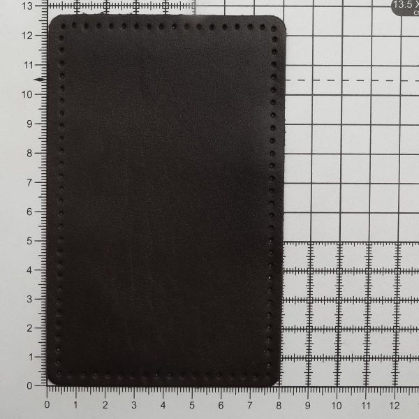 Заплатки пришивные из кожи, прямоугольник 8х12,7см с перфорацией, 2 шт, 100% кожа, 03 темно-коричневый, 9123