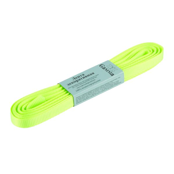 Лента репсовая нарезка _6.0 мм / 10 шт по 5.4 метра, 013 лайм, Gamma GR-06