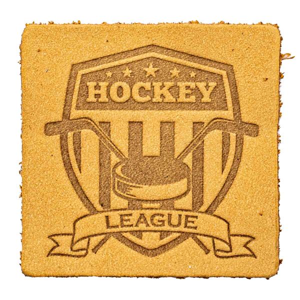Термоаппликация из кожи Хоккей 5х5см, 100% кожа (48 песочный)