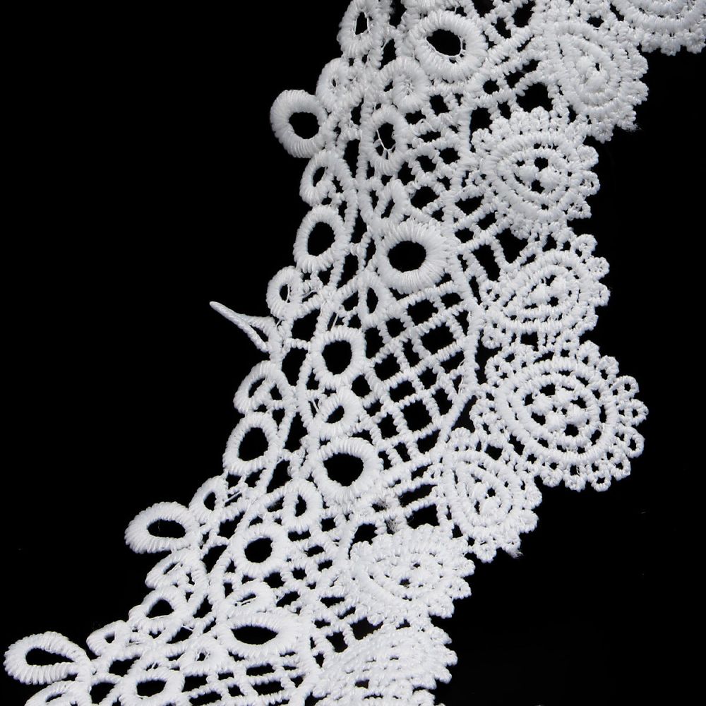 Кружево гипюр (плетёное) 95 мм / 3 метра, матовое, C501 белый