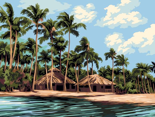 Картина по номерам Фрея PNB/PM-219, Хижины в тропиках, 40х30 см