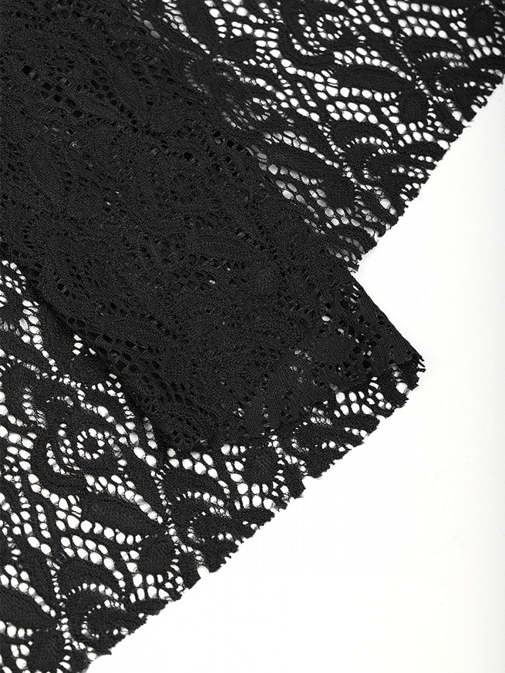 Ткань кружевная гипюр стрейч 160 г/м², ш.150см, арт.SZ031636 цв.черный, уп.25м