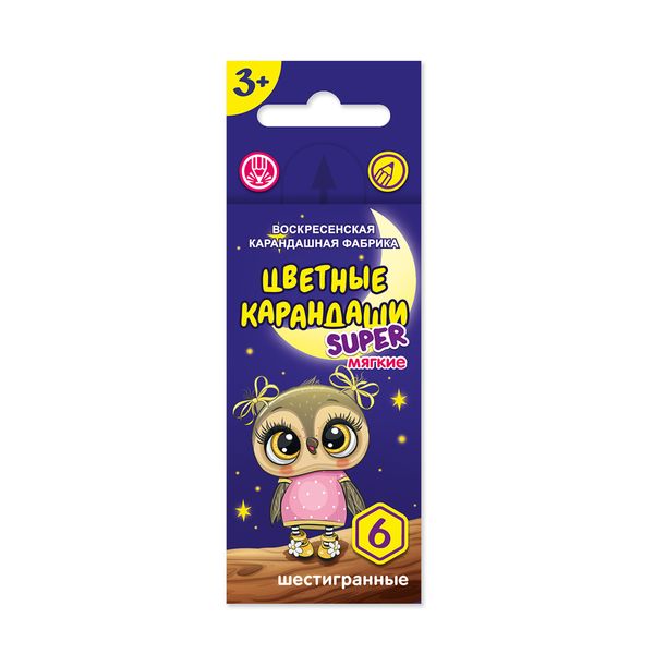 Набор цветных карандашей, короткие Совенок SCP-2006 заточенный 16х6 цв, Набор цветных карандашей, короткие Совенок SCP-2006 заточенный 16х6 цв, ВКФ SCP-2006