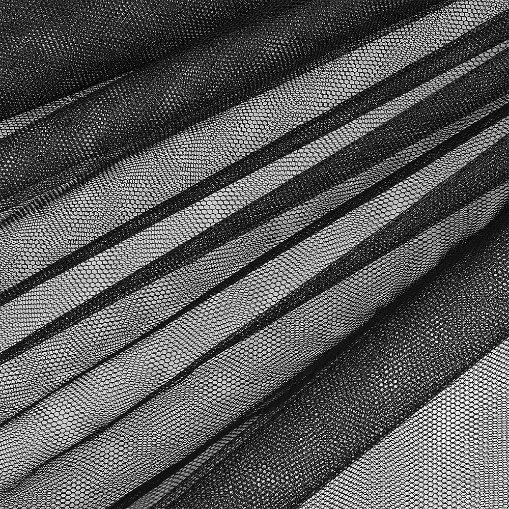 Фатин стрейч крупная сетка 160 см / 45.72 метров, TBY.ST.160.BL, цв.черный