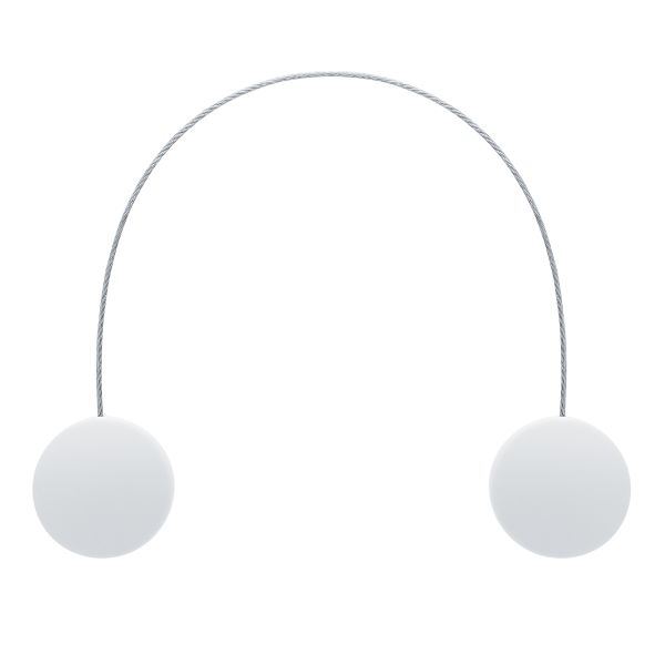 Магнитные клипсы с тросом (30см) d45, однотонные, гладкие (45 белый матовый), 1 шт