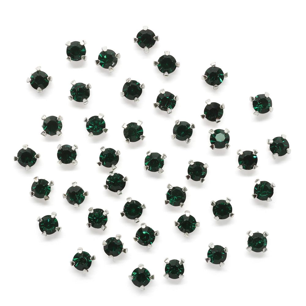 Хрустальные стразы в цапах/серебро, 4мм, 50 шт/упак, Astra&Craft (36 изумрудный), 4AR159/166
