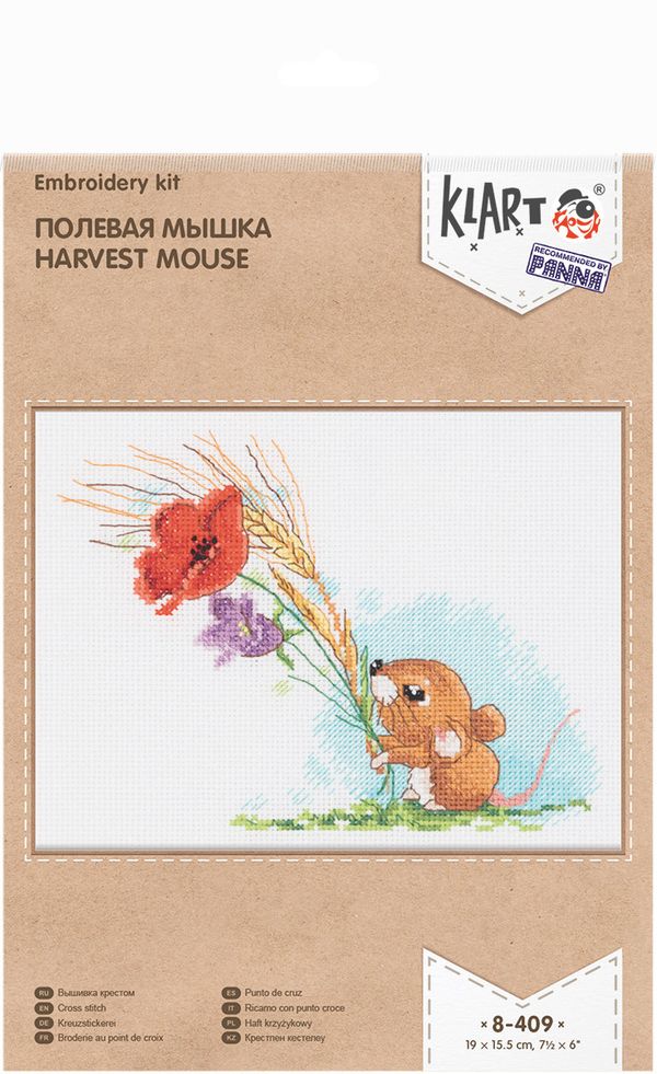 Набор для вышивания нитками Klart, Полевая мышка, 19х15,5 см