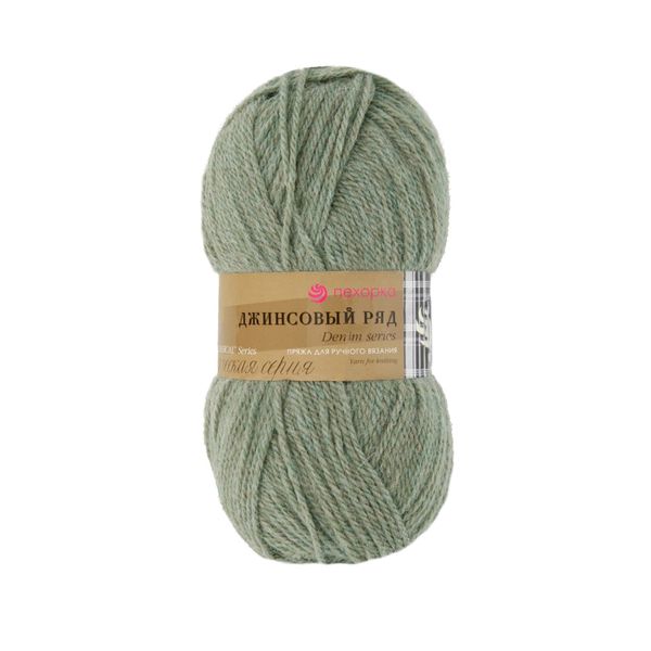 Пряжа Пехорская ПТ Джинсовый ряд объёмный 50% шерсть, 50% акрил, 10 шт, х100 г 250 м, №1099 оливковый меланж, Пехорка Джинсовый ряд объёмный