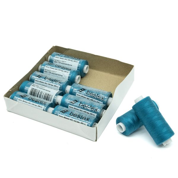 Нитки швейные бытовые Bestex 40/2, 365 м (400 ярд) / 10 кат., 108 морская-волна