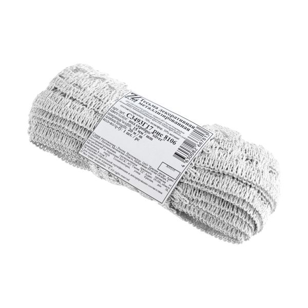 Тесьма металлизированная Корона 15 мм / 20 метров, под серебро/silver, Blitz