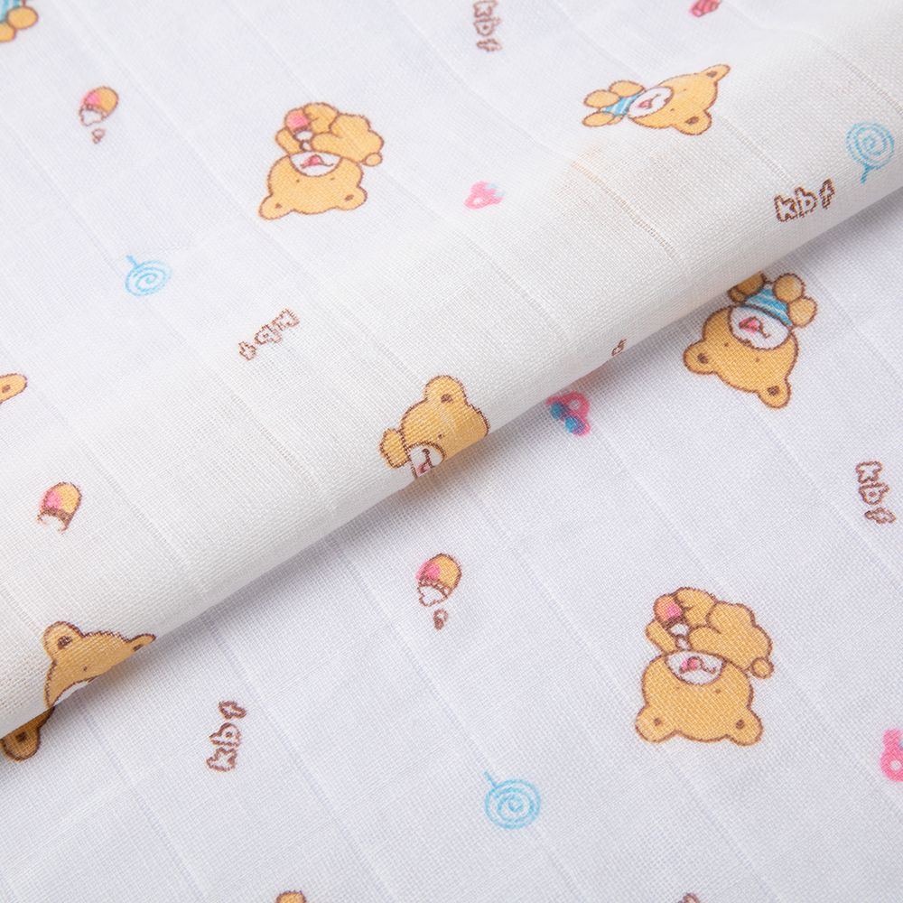 Ткань муслиновая 105 г/м², в нарезке 100х125 см, 13-мишки, Peppy