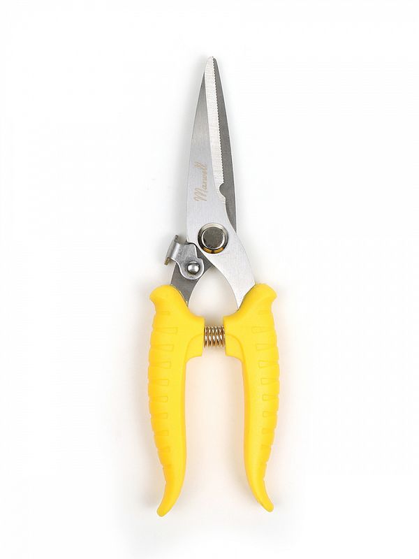 Секатор прямое лезвие 80/210.1 ручки желтый пластик, Maxwell Garden