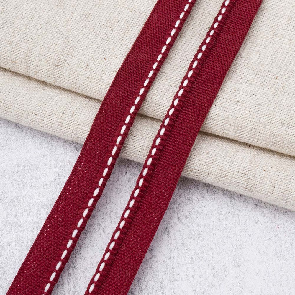 Кант декоративный 10 мм / 50 метров, бордо с белым, 4876