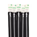 Молния трактор Arta Т6 (6 мм) 1 зам., разъем., 70 см, 2076 DECOR, 077 черный/991 алюминий, 5 шт