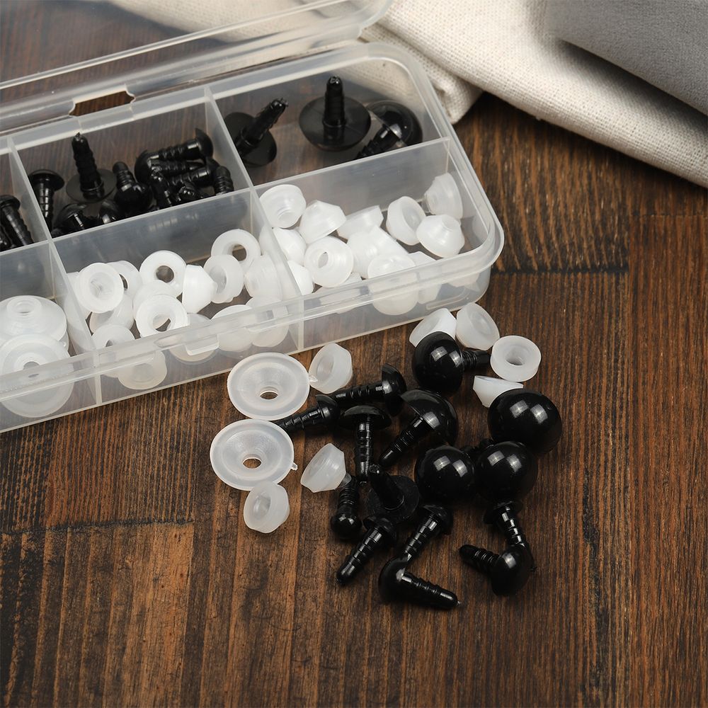 Набор глаз в органайзере винтовые пластик бусинки d7-18мм 48 шт с фикс №2