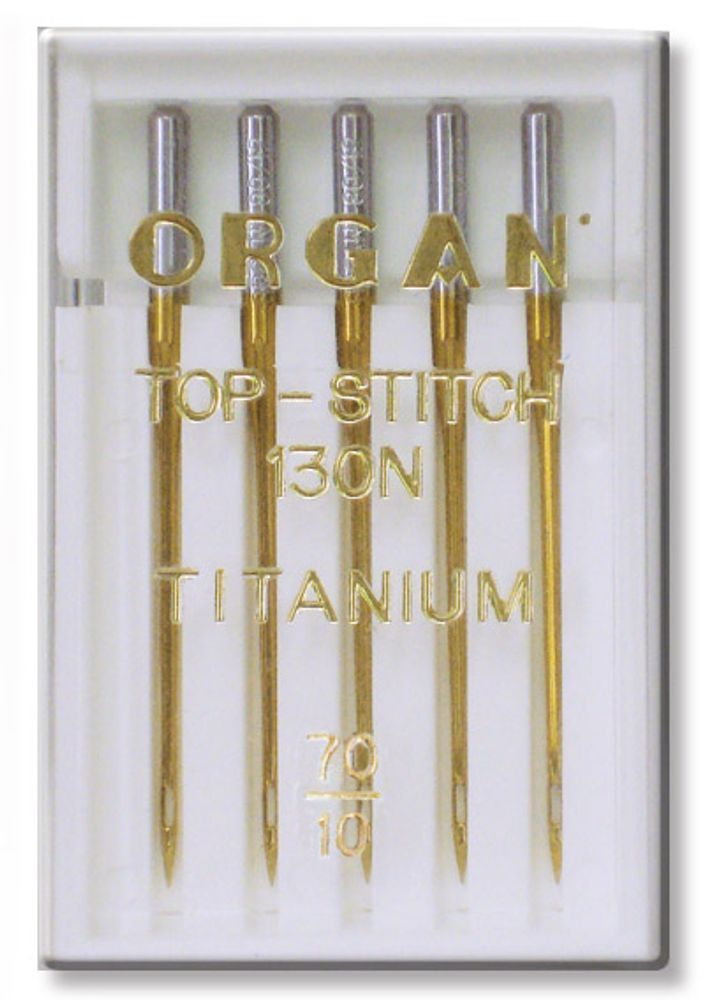Иглы для бытовых швейных машин Organ Top-stitch Titanium, 5 шт, в пенале, 5616070 70