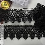 Кружево гипюр (плетёное) с цветами 60 мм, 27294 цв.019 черный уп.13.71м, Kruzhevo