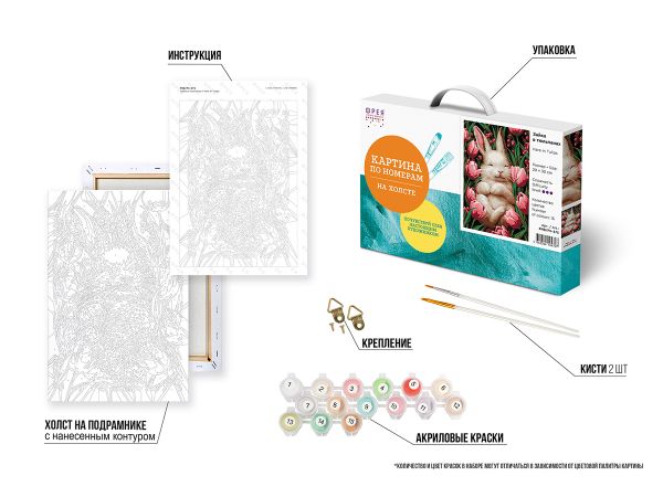 Картина по номерам Фрея PNB/PS-375, Зайка в тюльпанах, 30х20 см