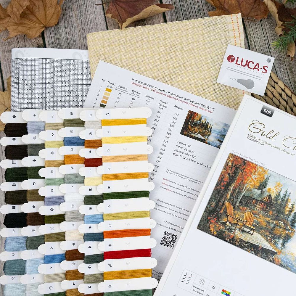 Набор для вышивания нитками Luca-S G716, гобелен Отголоски золотого сезона, 44х22см