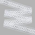 Кружево вязаное (тесьма) 60 мм / 25 м, бел, двухстороннее