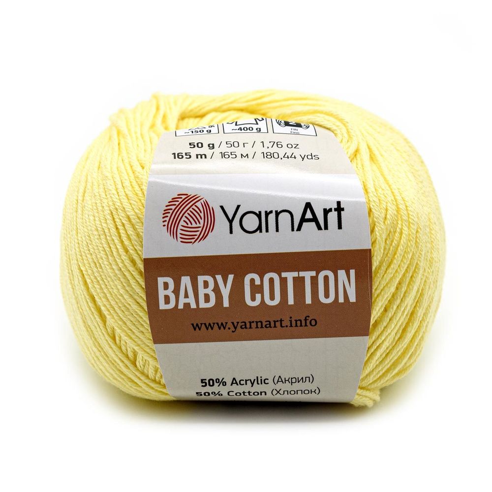 Пряжа YarnArt (ЯрнАрт) Baby Cotton / уп.10 мот. по 50 г, 165м, 431 пыльно-желтый