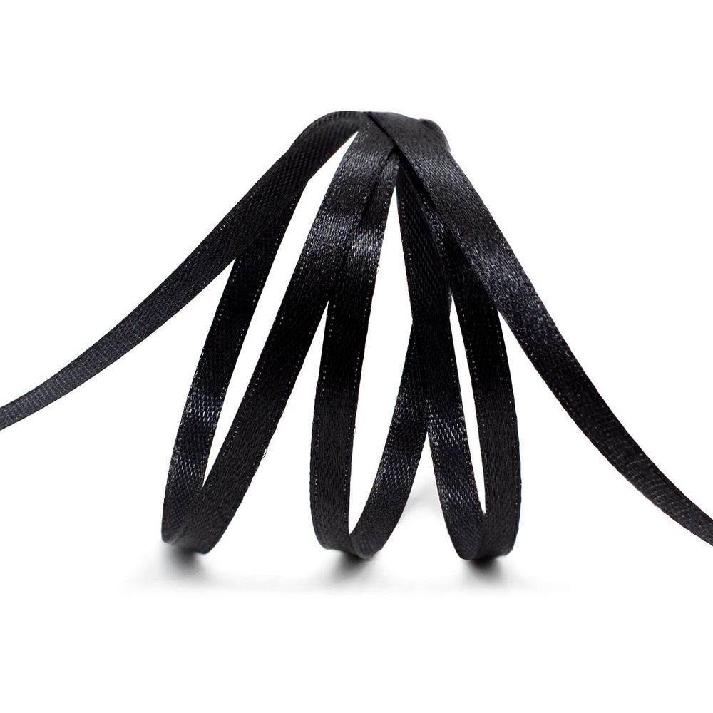 Лента атласная 1-сторонняя 6.0 мм / 22.86±1 метров, 160 черный, Globus