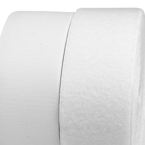 Лента контактная липучка (велкро) пришивная уп. 100 мм / 25 метров, F101 белый, ПАРА (крючок+петля), качество 